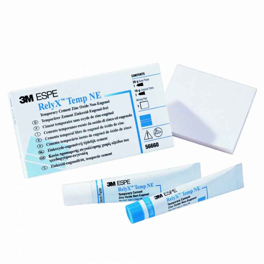 3m Espe Relyx Temp Non Eugenol Temporary Cement	1 Base Paste 30 g. 1 Catalyst 13 g. 1 Mixing Pad